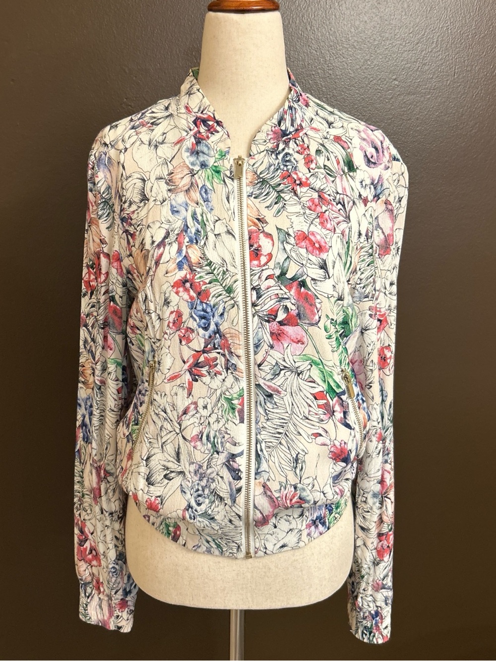 H&M Bomber Jacket - White Multicolor